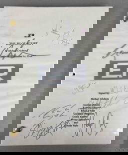 ER Pilot Script Signed By Cast: UNKNOWN AUTHENTICITY, NO COA, includes George Clooney, Noah Wyle and more, measures 8 1/2 x 11 inches