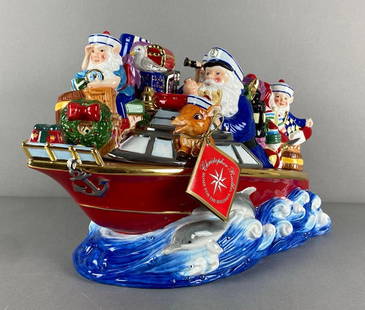 Radko Home For The Holidays Hand Painted Nautical Nick Porcelain  Cookie Jar: Marked on base, in original box, measures 10 x 9 1/2 x 17 inches