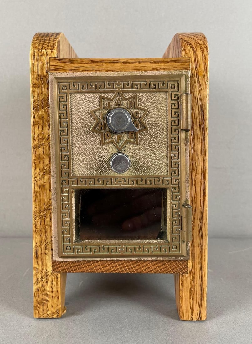 1965 Corbin Wood Products Oak Combination Safe Bank (1 of 7)