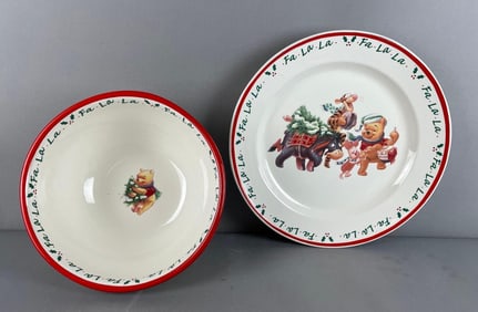 Group of 2 1996 Disney Poohs Winter Wonderland Serving Dishes