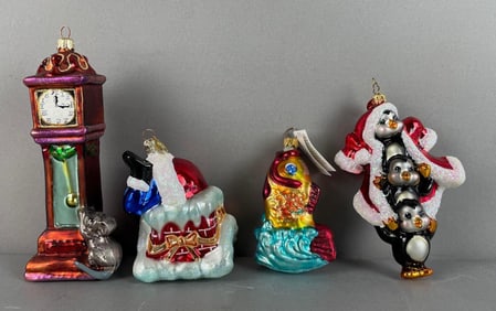 Group of Christopher Radko Glass Christmas Ornaments