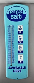 Vintage Carey Salt Advertising Metal Thermometer