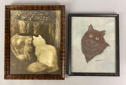 Group of 2 Vintage Cat Prints