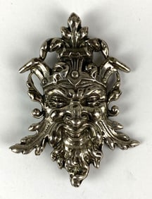Green Man .925 Sterling Silver Brooch