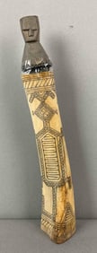 Vintage Indonesian Tribal Carved Bone Container