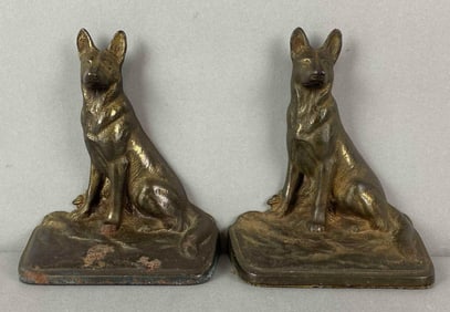 Group of 2 German Shepherd Cast Iron Bookends