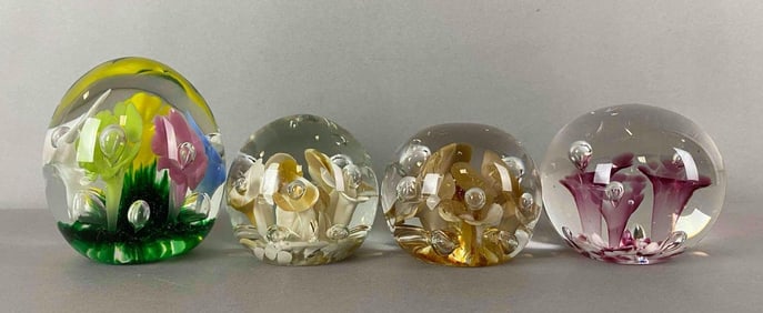 Group of 4 Art Glass Paperweights