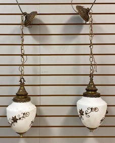 Group of 2 Mid Century Modern Regency Hanging Lights