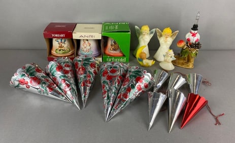 Group of 14 Vintage Christmas Ornaments and More