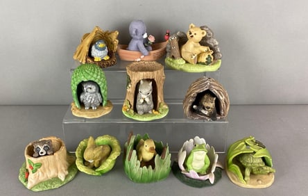 Group of 10 1984 Franklin Porcelain Woodland Surprises Figurines and More