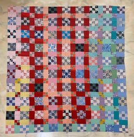 Vintage Machine and Hand Stitched Patch Quilt