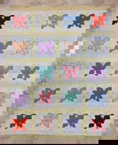 Hand Stitched Butterfly Applique Quilt