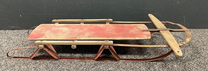 Vintage Childrens Wood and Metal Runner Sled