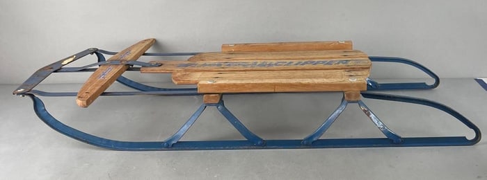 Vintage Boazon Flexible Flyer Yankee Clipper Wood and Metal Runner Sled
