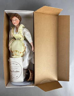 Limited Edition 1995 Mary Dunbar The Jewel Lady Porcelain Doll: Number 1074/2500, includes original box and stand, 15 inch doll