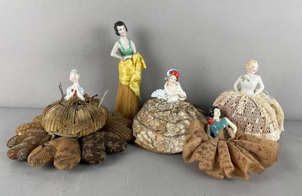 Group of Vintage Porcelain Pin Cushion Dolls