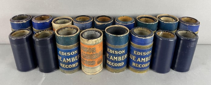 Group of Antique Edison Blue Amber Phonograph Record Tubes