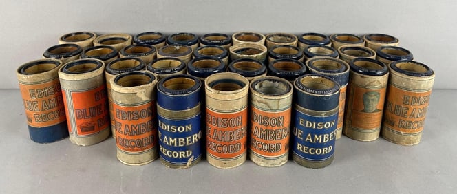 Group of Antique Edison Blue Amber Phonograph Record Tubes
