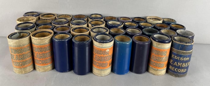 Group of Antique Edison Blue Amber Phonograph Record Tubes