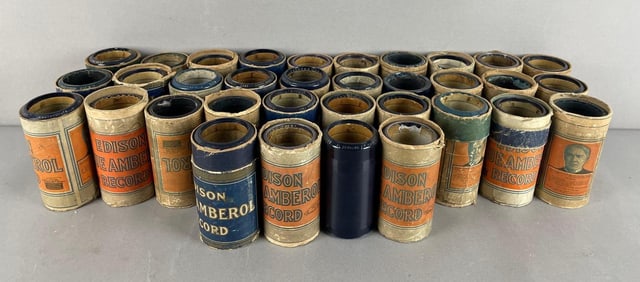 Group of Antique Edison Blue Amber Phonograph Record Tubes
