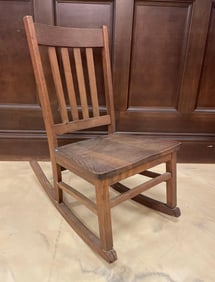 Vintage Oak Mission Style Children's Rocking Chair