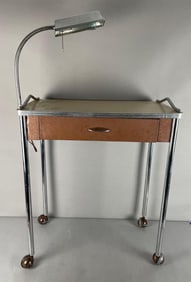 Vintage Bauhaus Style Tubular Manicure Desk with Lamp