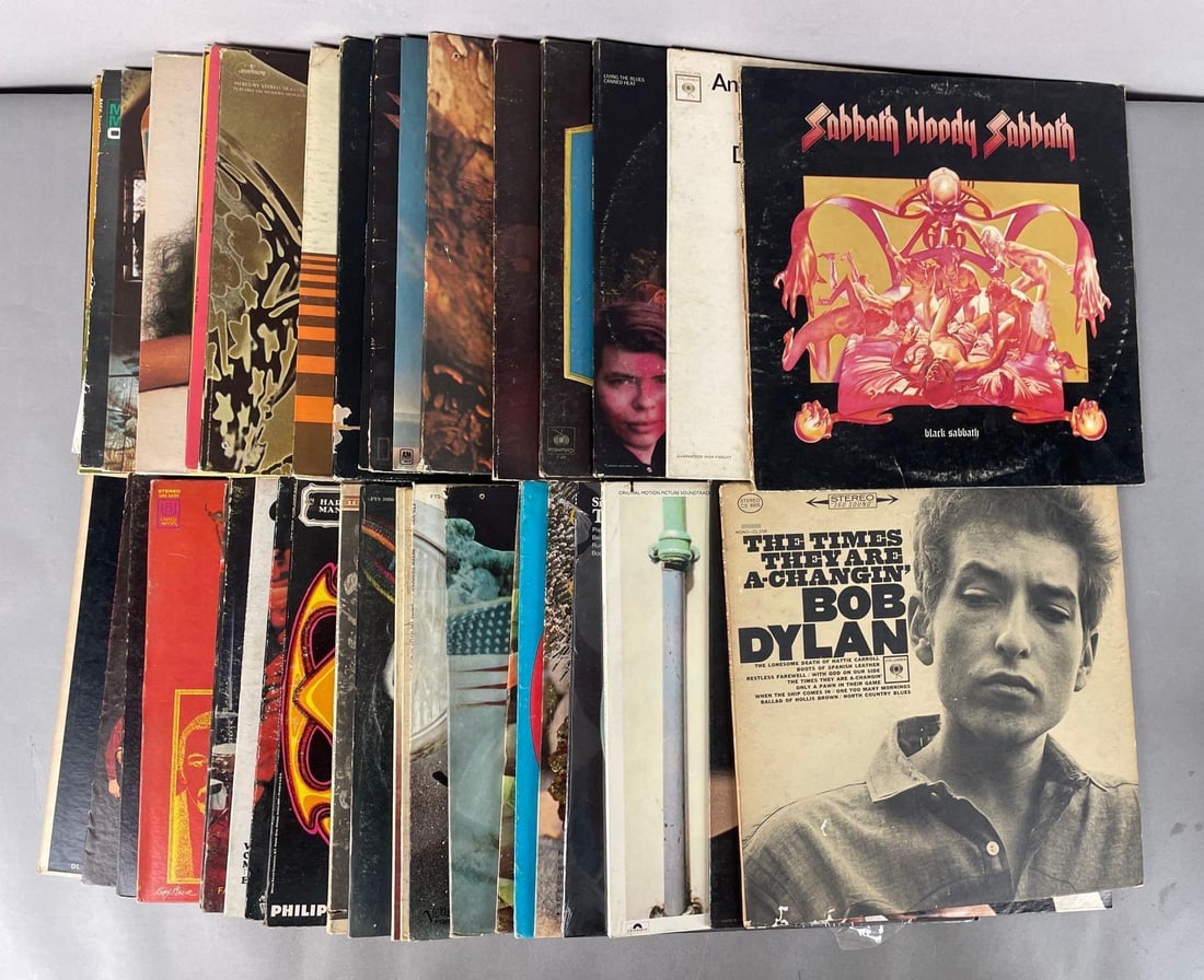 Group of Classic Rock Vinyl Records and More: Includes Black Sabbath, Bob Dylan, The who, Frank Sinatra