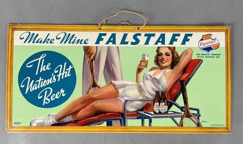 Vintage Falstaff Beer Cardboard Advertising Sign