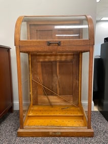 Antique Oak and Glass Cane Showcase