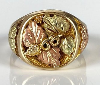 10K Black Hills Gold Ring Mens Ring