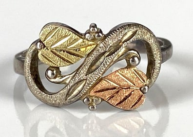 10K and Sterling Silver Black Hills Gold Leaf Ring