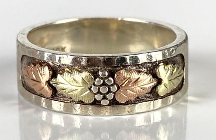 10K and Sterling Silver Black Hills Gold Mens Ring