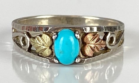 12K and Sterling Silver Turquoise Ring