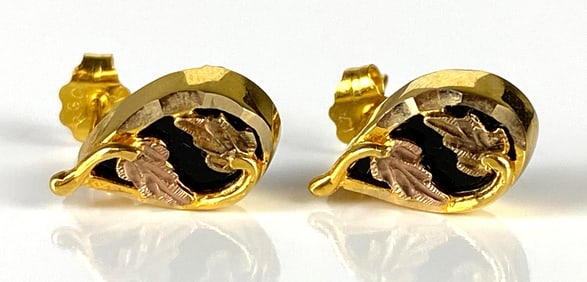 Pair of 10K Black Hills Gold Stud Earrings