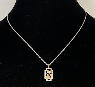 12K Black Hills Gold and Sterling Silver Cross Pendant with Sterling Silver Chain