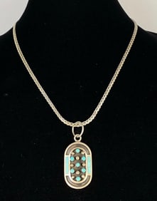 Sterling Silver Native American Turquoise Pendant Necklace