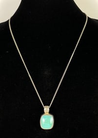 Mexico Sterling Silver Turquoise Native American Pendant Necklace