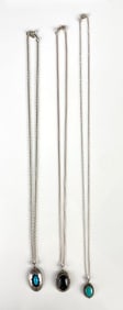 Group of 3 Sterling Silver Native American Style Pendant Necklaces