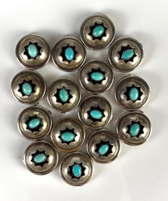 Group of Sterling Silver Turquoise Button Covers
