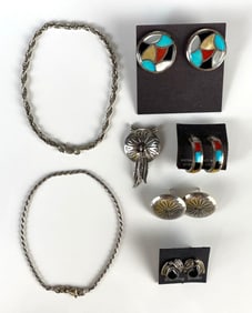 Group of Sterling Silver Native American Style Jewelry and More