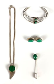 Sterling Silver Native American Malachite Jewelry Set