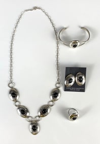 Sterling Silver Native American Onyx Jewelry Set