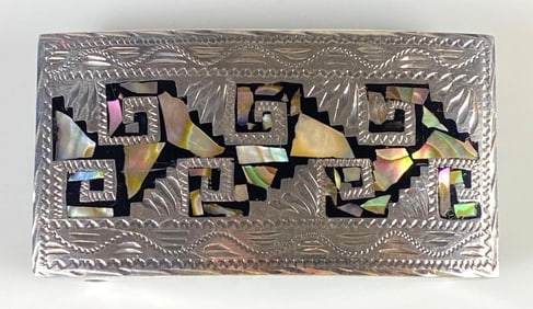 Mexican Sterling Silver Aztec Design Belt Buckle