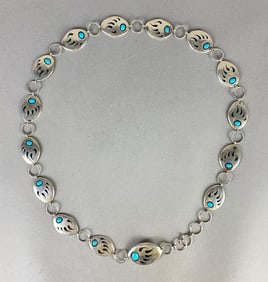 Sterling Silver Native American Bear Claw Pattern Link Belt
