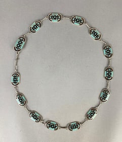 Singed Jobeth Mayes Maize Sterling Silver Native American Zuni Turquoise Accent Belt