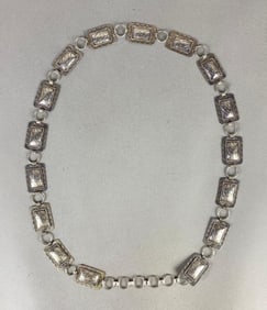 Signed BY Sterling Silver Native American Patterned Link Belt