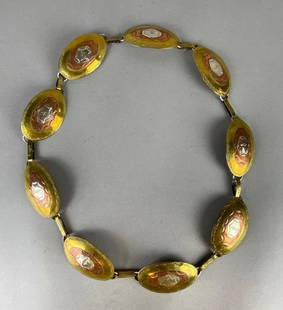 Brass and Copper Tri-Colored Concho Link Belt: Some repairs on links, Measures 38 inches long.