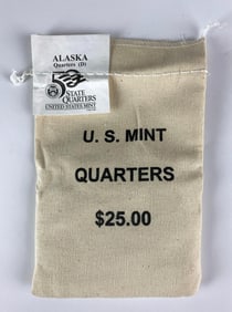 US Mint $25 Alaska D State Quarters in Original Canvas Bag