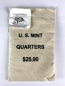 US Mint $25 California D State Quarter in Original Canvas Bag