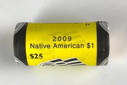 2009 US Mint $25 Native American $1 D Coin Roll